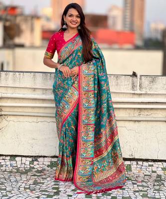 Pure viscose silk woven traditional saree 1