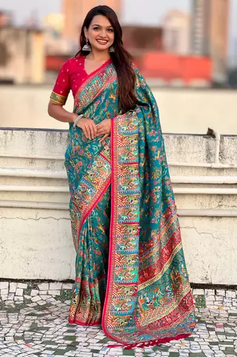 Pure viscose silk woven traditional saree