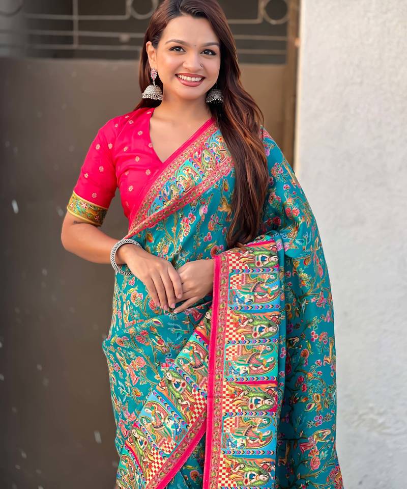 Pure viscose silk woven traditional saree