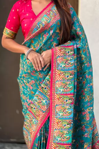Pure viscose silk woven traditional saree