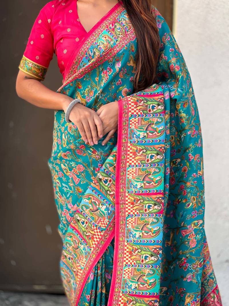 Pure viscose silk woven traditional saree
