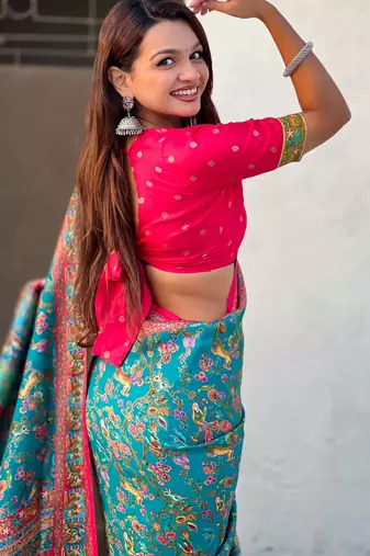 Pure viscose silk woven traditional saree