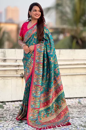 Pure viscose silk woven traditional saree