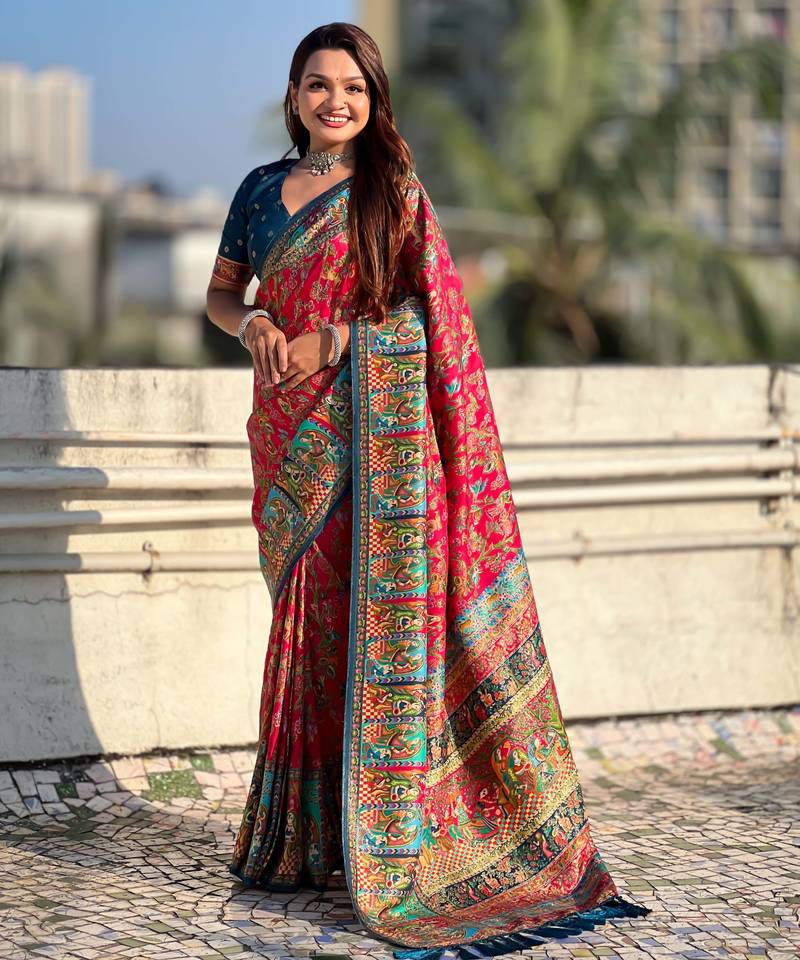 Pure viscose silk woven traditional saree