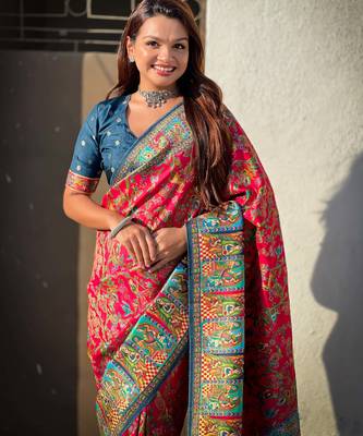 Pure viscose silk woven traditional saree 2