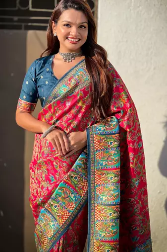 Pure viscose silk woven traditional saree