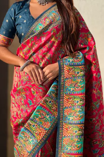 Pure viscose silk woven traditional saree