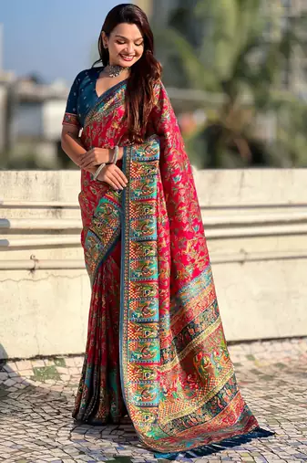 Pure viscose silk woven traditional saree