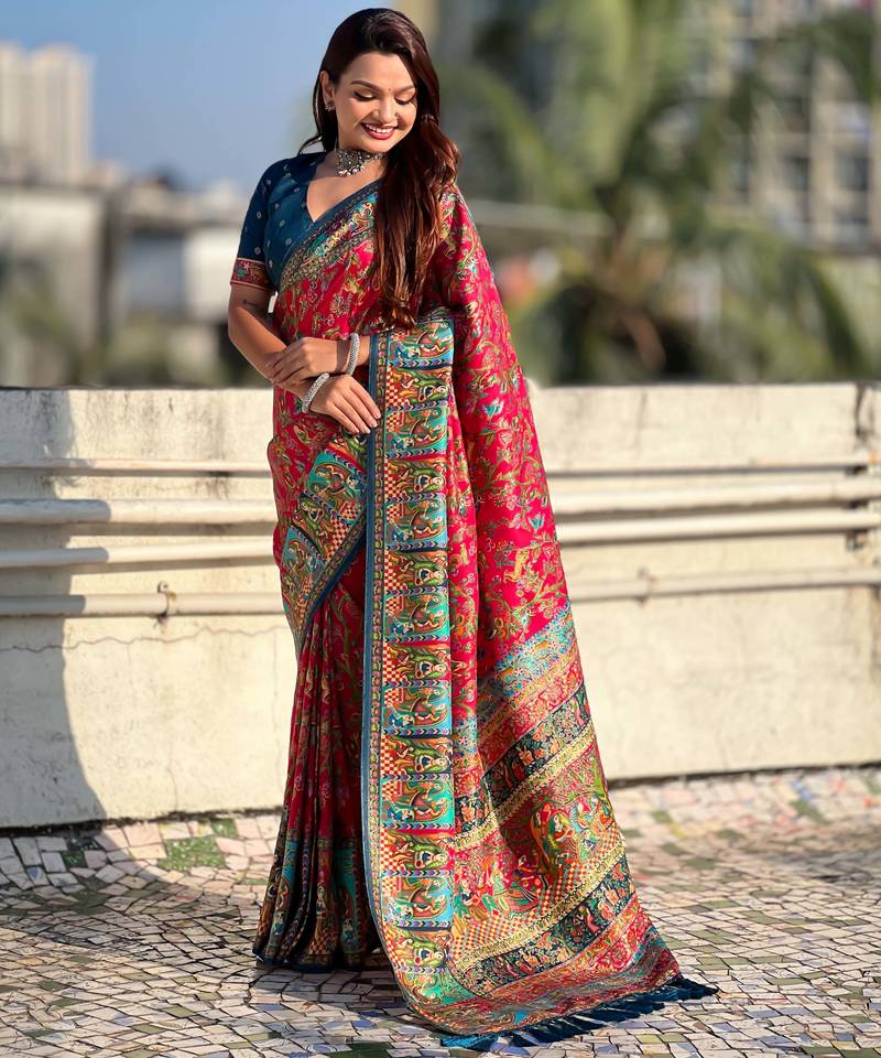 Pure viscose silk woven traditional saree