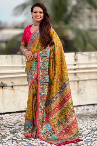 Pure viscose silk woven traditional saree