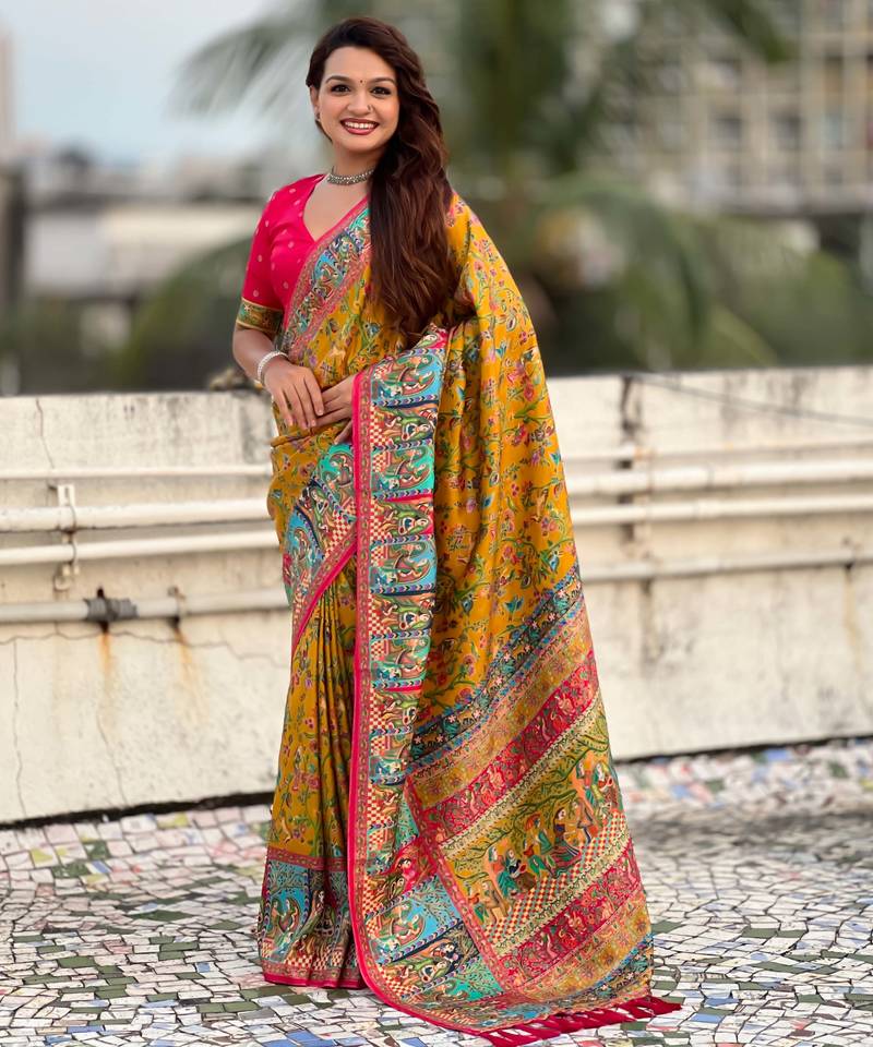 Pure viscose silk woven traditional saree