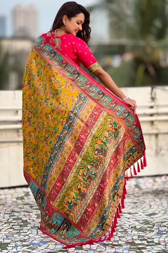 Pure viscose silk woven traditional saree
