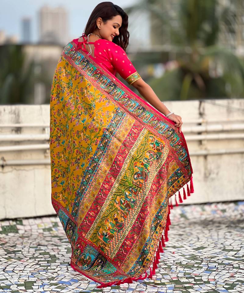 Pure viscose silk woven traditional saree