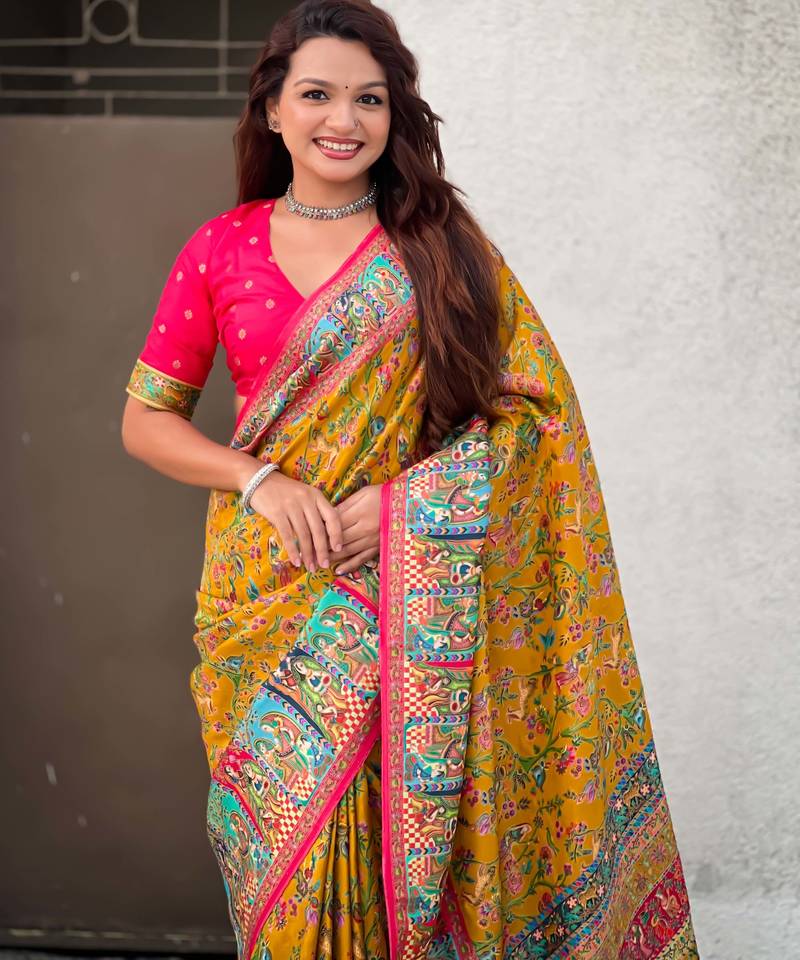 Pure viscose silk woven traditional saree