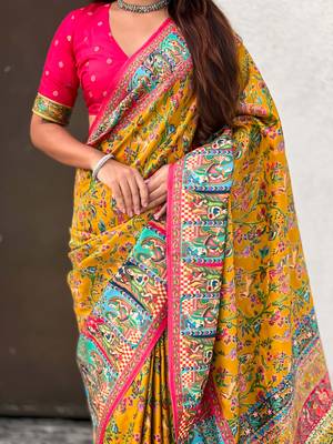 Pure viscose silk woven traditional saree 5