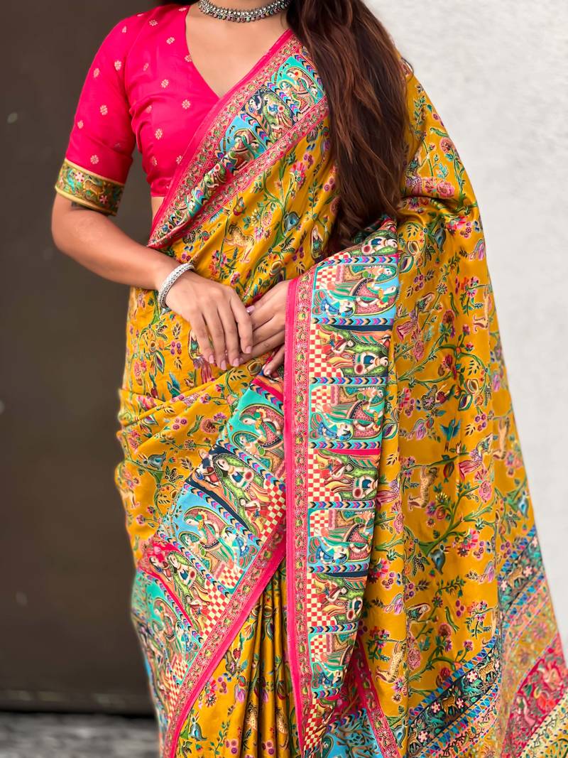 Pure viscose silk woven traditional saree
