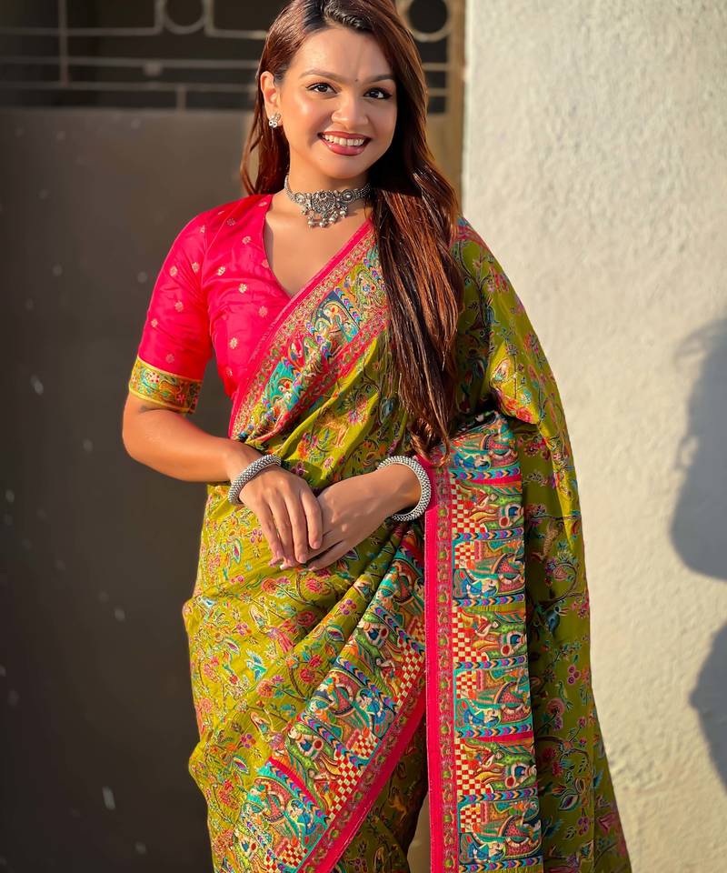 Pure viscose silk woven traditional saree