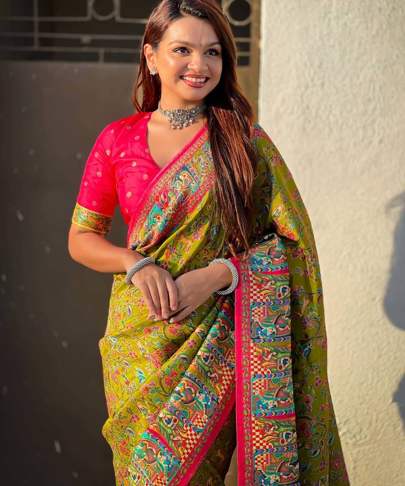 Pure viscose silk woven traditional saree