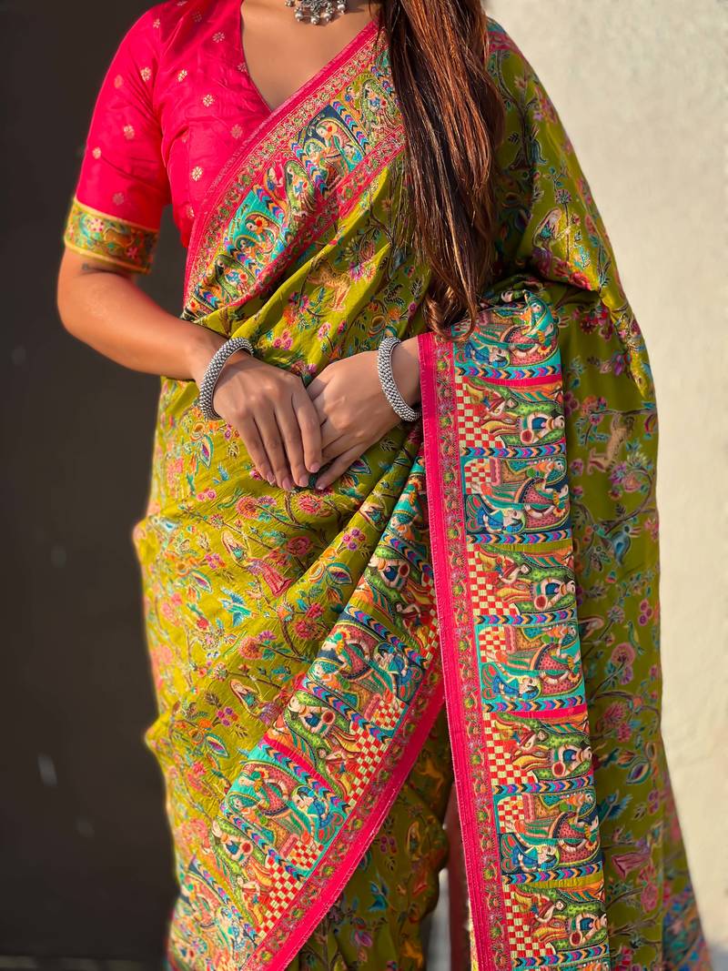 Pure viscose silk woven traditional saree