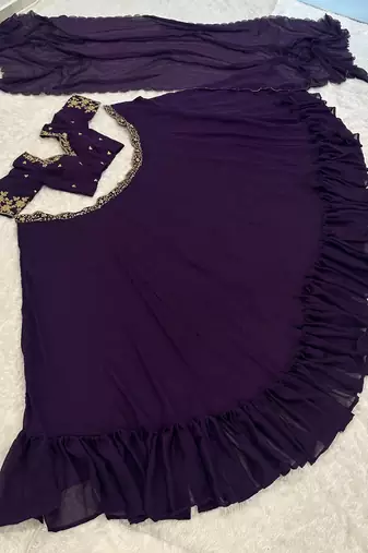 Purple Color Diamond Crush Silk Lehenga Choli With Dupatta