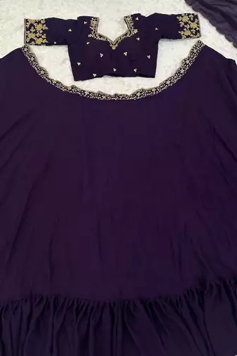 Purple Color Diamond Crush Silk Lehenga Choli With Dupatta
