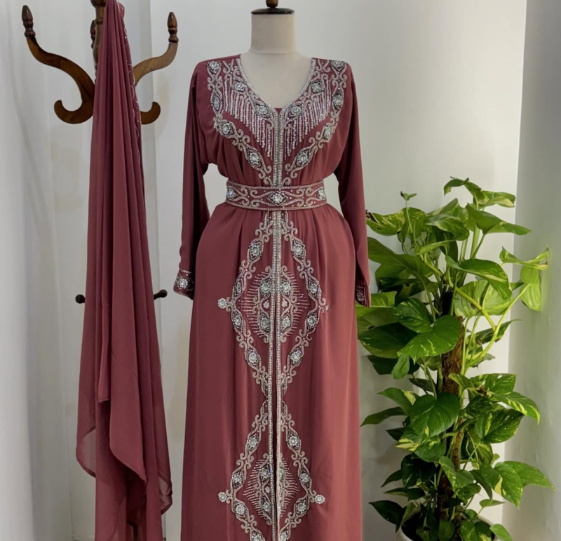 Maroon Embroidered Stitched Kaftan with Belt | Premium Party Wear for Women