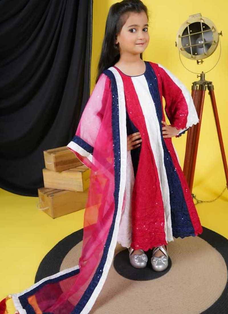 multicolor anarkali suit with matching dupatta for girls