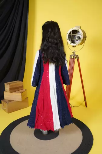 multicolor anarkali suit with matching dupatta for girls