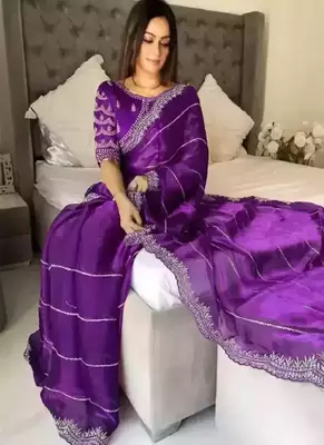 Purple Art Silk Zari Woven Saree with Blouse 1