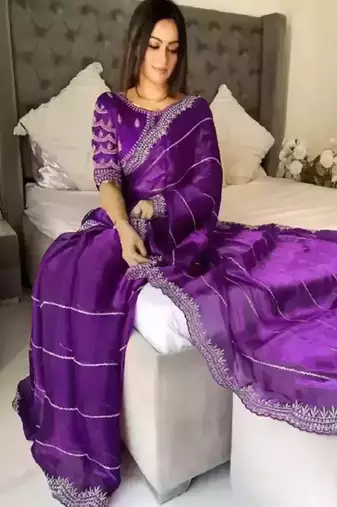 Purple Art Silk Zari Woven Saree with Blouse