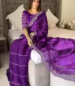 Purple Art Silk Zari Woven Saree with Blouse