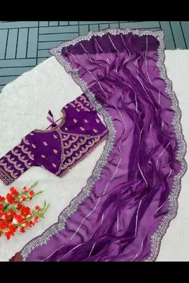Purple Art Silk Zari Woven Saree with Blouse 2