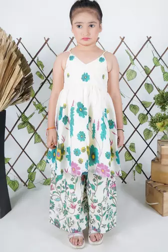 multicolor printed cotton kurti sharara set for girls
