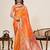 Orange jacquard fabric saree with zari woven floral design & broad border     traditional saree with blouse piece