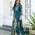 Teal blue pure ho organza floral printed straight kurta with comfort fitting pant & printed dupatta