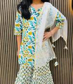 Cotton block printed sharara set for girls