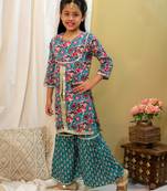 Cotton block printed sharara set for girls