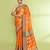 Women`s orange zari cotton tissue jamdani saree