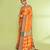 Women`s orange zari cotton tissue jamdani saree