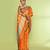 Women`s orange zari cotton tissue jamdani saree