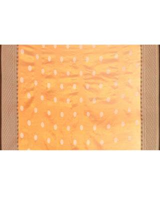 Women`s orange zari cotton tissue jamdani saree 5