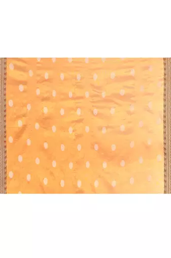 Women`s orange zari cotton tissue jamdani saree