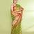 Women`s parrot green zari cotton tissue jamdani saree