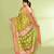 Women`s parrot green zari cotton tissue jamdani saree