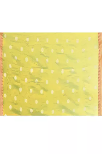 Women`s parrot green zari cotton tissue jamdani saree
