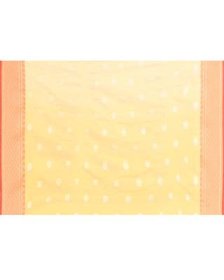 Women`s yellow zari cotton tissue jamdani saree 5