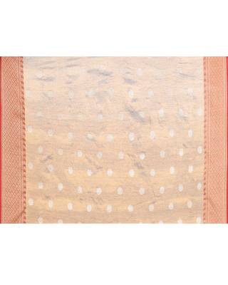 Women`s golden zari cotton tissue jamdani saree 5