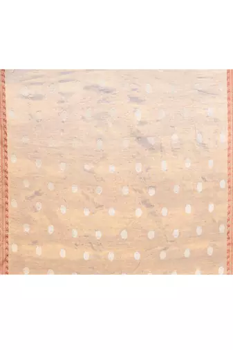 Women`s golden zari cotton tissue jamdani saree