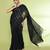 Women`s black zari cotton tissue sequin saree