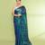 Women`s blue green zari cotton tissue sequin saree